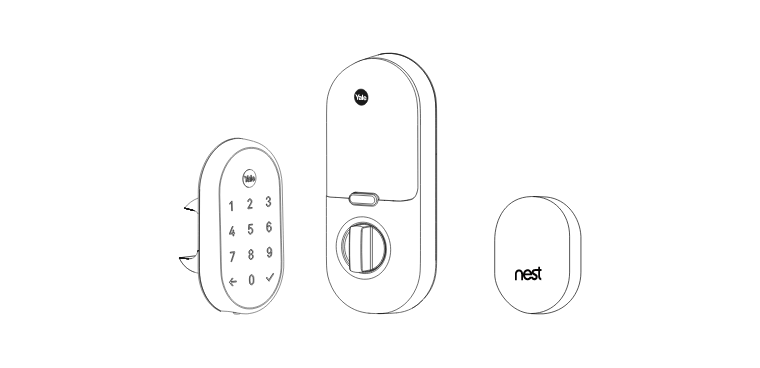 Drawing outline of Nest X Yale lock and products that works for you