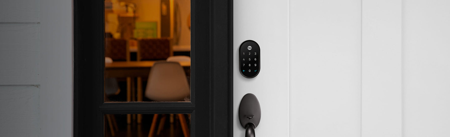 Nest x Yale lock on door showing secure and tamper proof