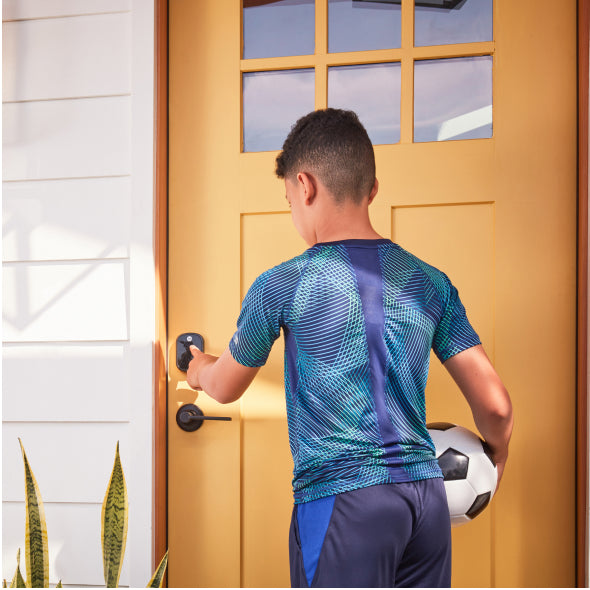 child using keypad lock