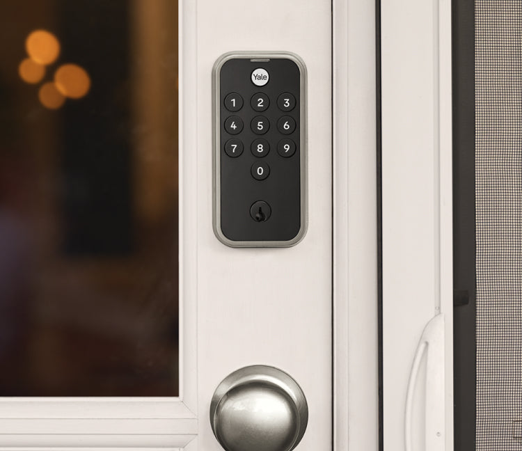 yale code keypad on a door