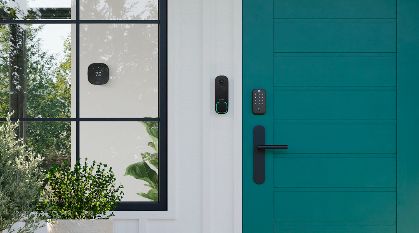 a door equipped with yale ecobee products