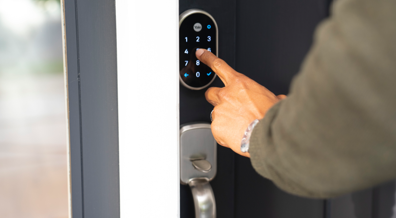 Nest x Yale lock on door depicting simple installation